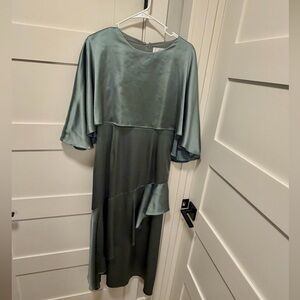 Dainty Jewells Satin Dress in Sage Green